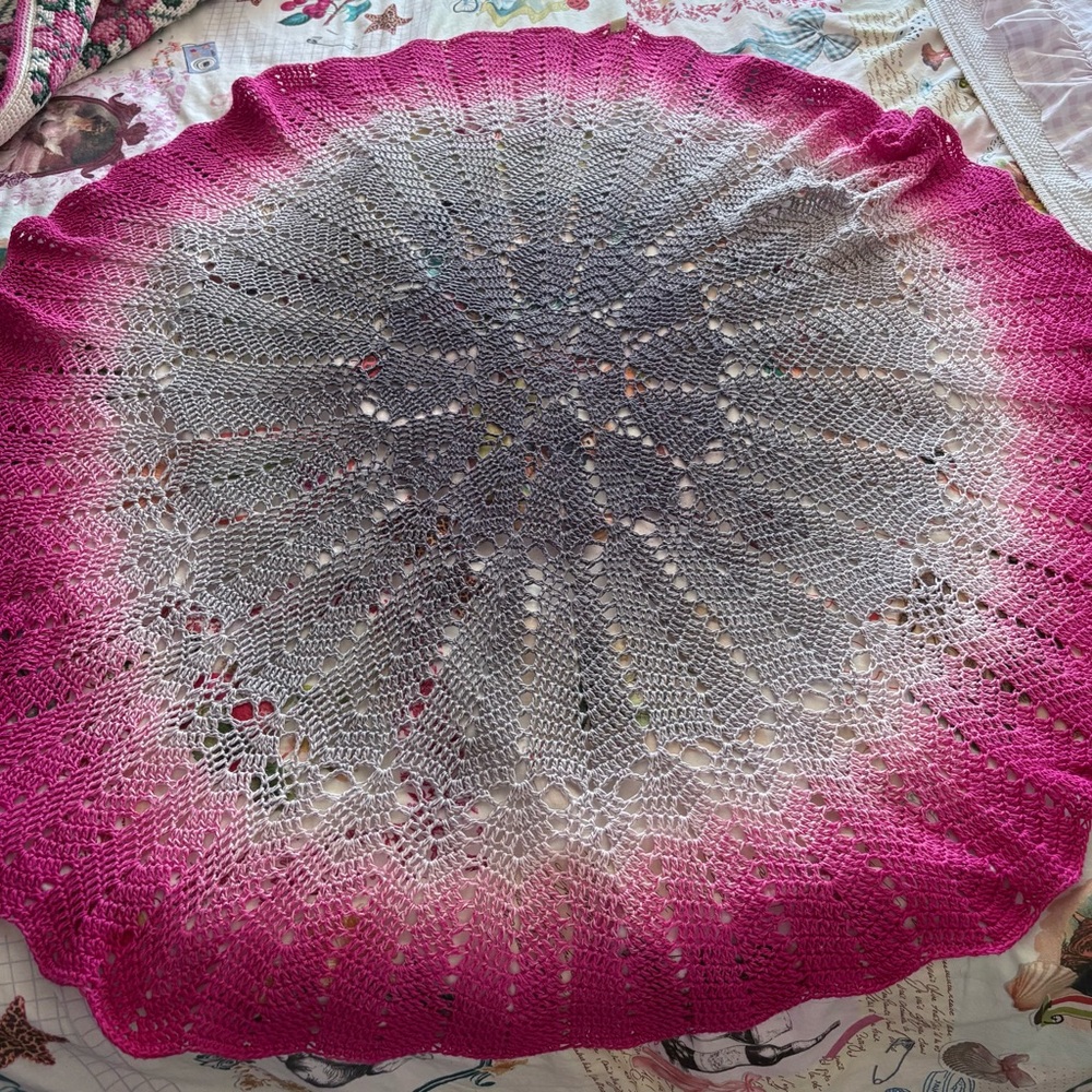Pink and Gray Crochet Doily